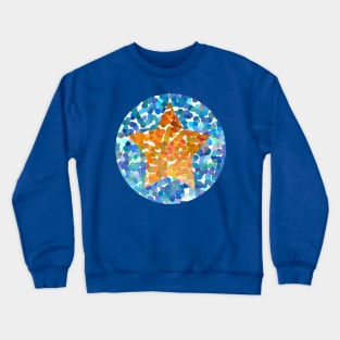 Gold Dotty Star on Blue Crewneck Sweatshirt